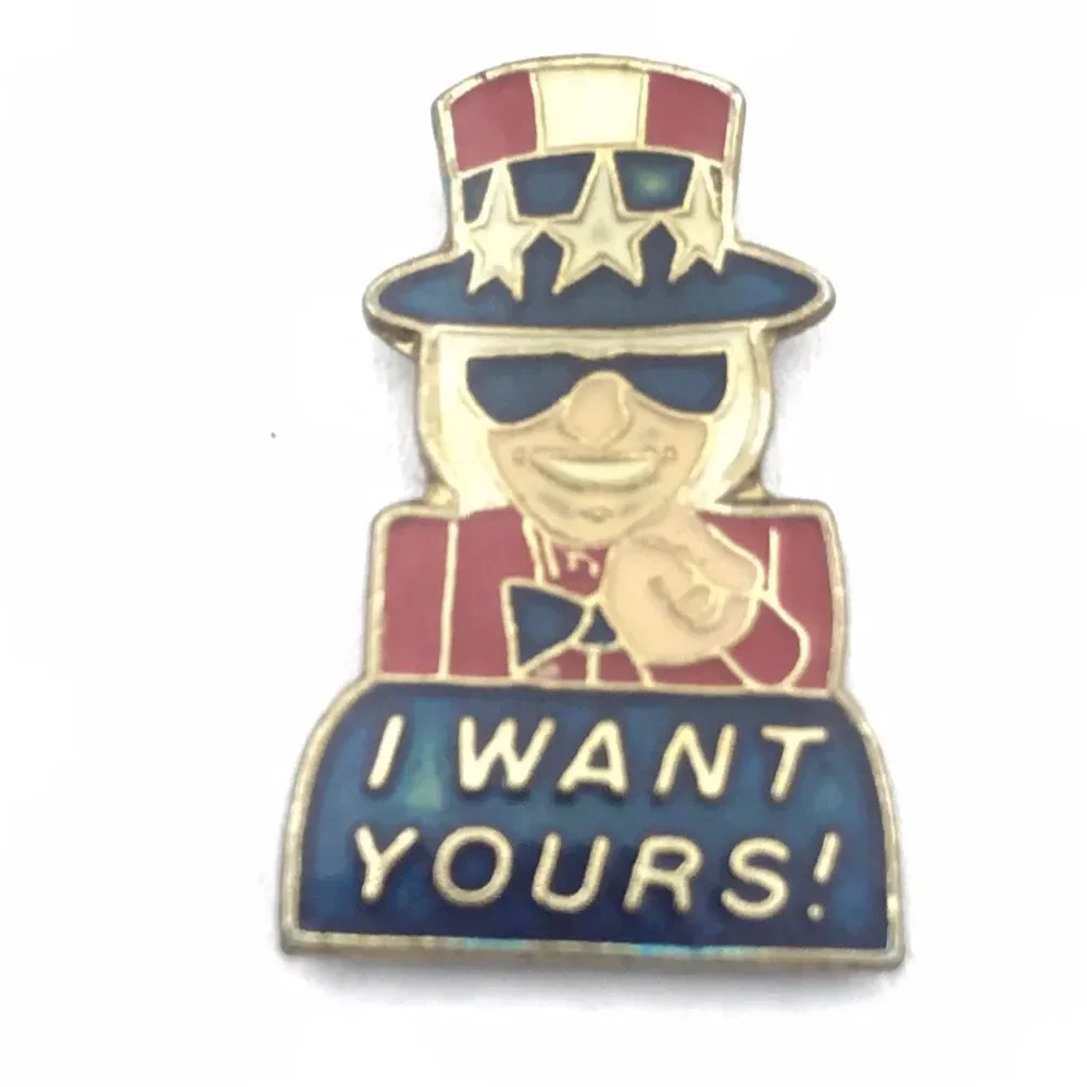 Uncle Sam I Want Yours Vintage Lapel Hat Pin USA Political